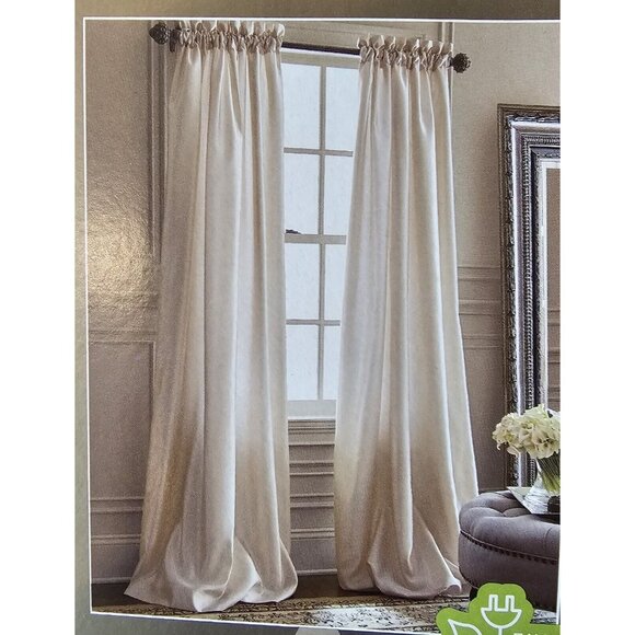 NEW JcPenny Royal Velvet 50" x 84"‎ Ivory Beige Curtain Panel lined back tab - Picture 1 of 14